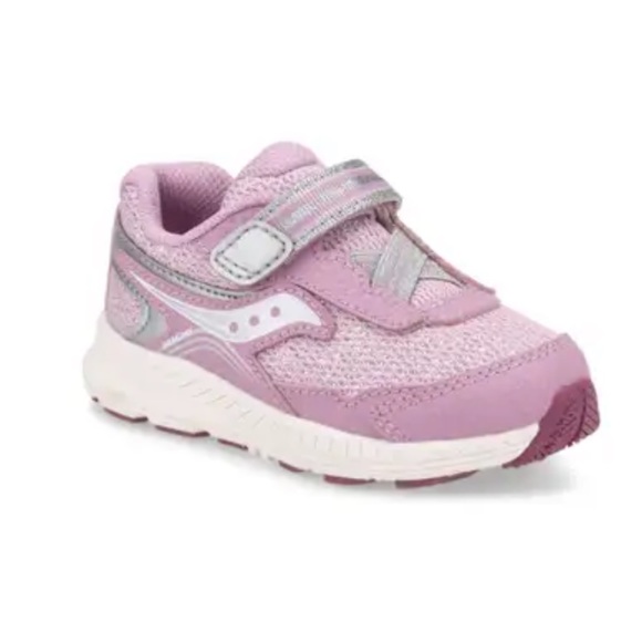 Saucony Sneaker size 11.5 wide girls, velcro, in metallic lavender/pink color - Picture 2 of 6